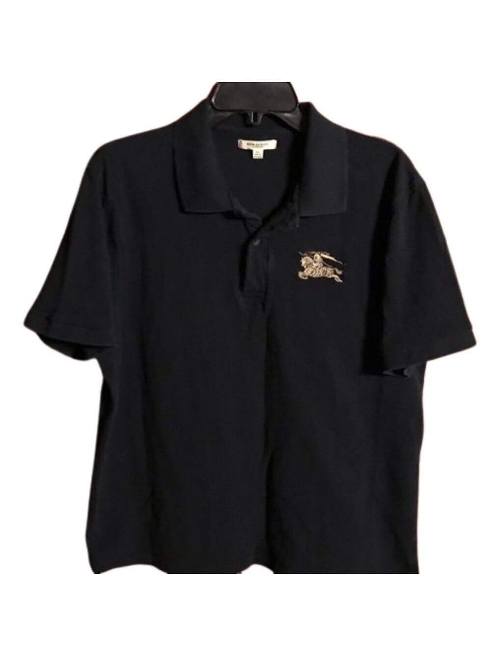 Burberry Women's Black Big Logo *Rare Cotton Polo Shirt Size XL‎